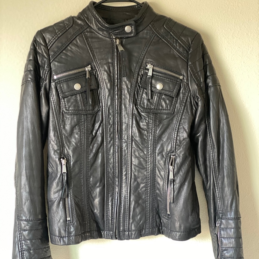 Michael Kors Black Moto-leather jacket.